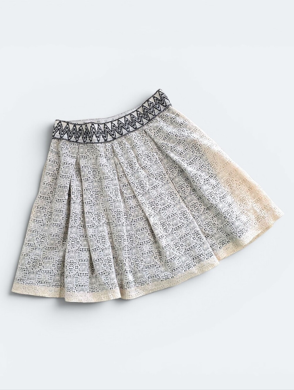 Birdcage Francesca’s Lace Overlay Pleated Mini Skirt Boho Embroidered Small